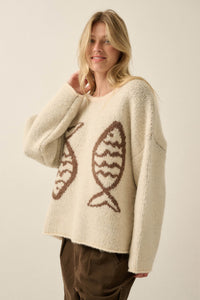 Big Fish Jacquard-Knit Rolled-Edge Sweater - ShopPromesa