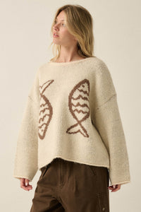 Big Fish Jacquard-Knit Rolled-Edge Sweater - ShopPromesa