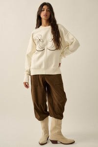 Head Over Boots Embroidered Exposed-Seam Sweater - ShopPromesa