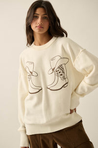 Head Over Boots Embroidered Exposed-Seam Sweater - ShopPromesa