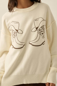 Head Over Boots Embroidered Exposed-Seam Sweater - ShopPromesa