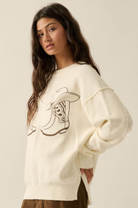 Head Over Boots Embroidered Exposed-Seam Sweater - ShopPromesa