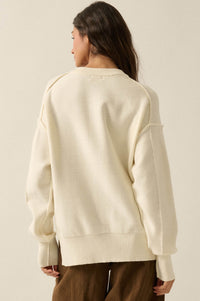 Head Over Boots Embroidered Exposed-Seam Sweater - ShopPromesa