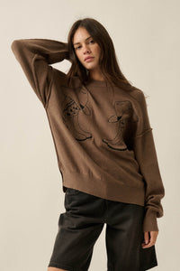 Head Over Boots Embroidered Exposed-Seam Sweater - ShopPromesa