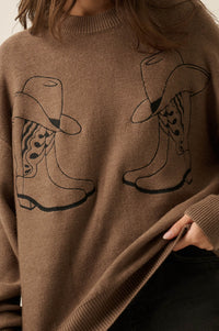 Head Over Boots Embroidered Exposed-Seam Sweater - ShopPromesa