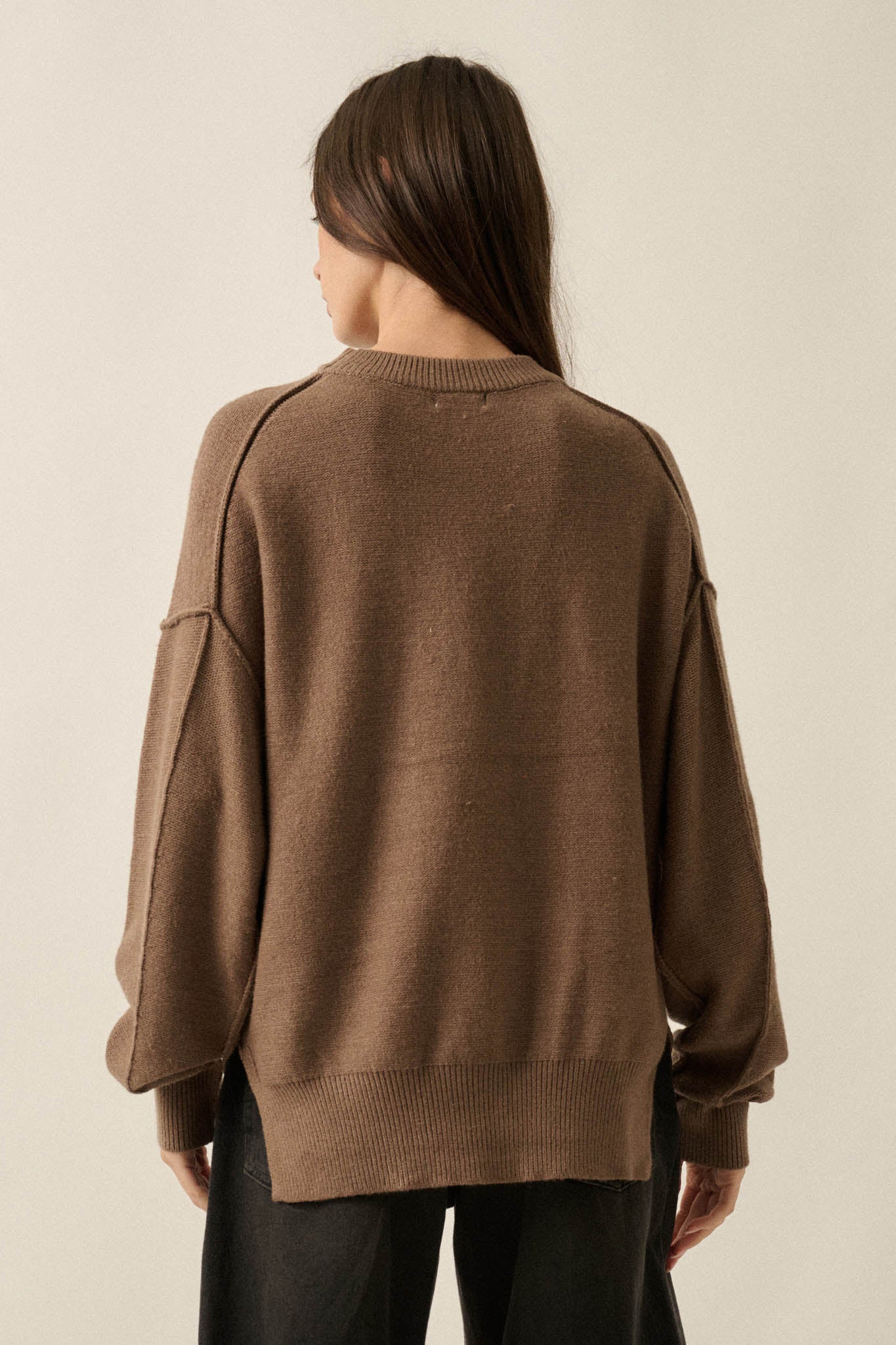 Head Over Boots Embroidered Exposed-Seam Sweater - ShopPromesa