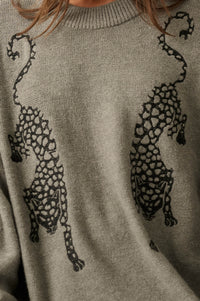 Lucky Leopards Embroidered Exposed-Seam Sweater - ShopPromesa
