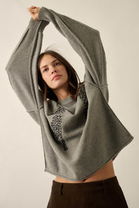 Lucky Leopards Embroidered Exposed-Seam Sweater - ShopPromesa