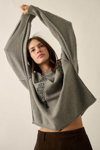 Lucky Leopards Embroidered Exposed-Seam Sweater - ShopPromesa