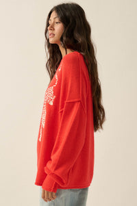 Lucky Leopards Embroidered Exposed-Seam Sweater - ShopPromesa