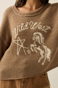 Wild West Embroidered Exposed-Seam Horse Sweater - ShopPromesa