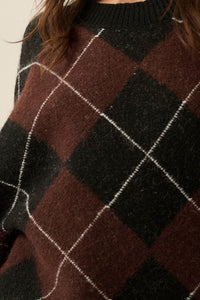 Crosstown Traffic Oversize Argyle Plaid Knit Sweater - ShopPromesa