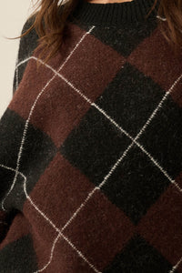 Crosstown Traffic Oversize Argyle Plaid Knit Sweater - ShopPromesa