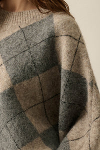 Crosstown Traffic Oversize Argyle Plaid Knit Sweater - ShopPromesa