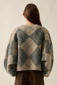 Crosstown Traffic Oversize Argyle Plaid Knit Sweater - ShopPromesa
