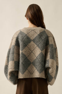 Crosstown Traffic Oversize Argyle Plaid Knit Sweater - ShopPromesa