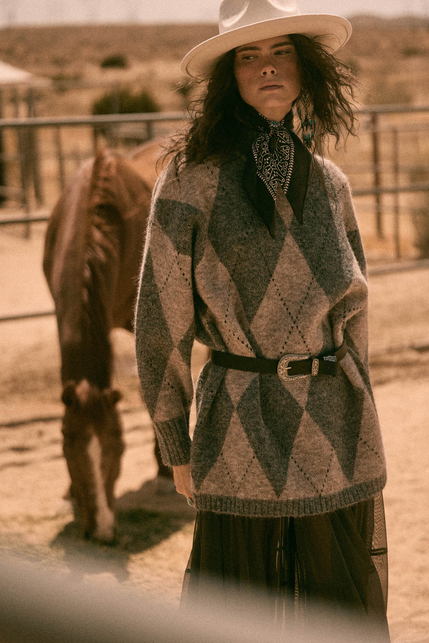 Double Diamond Argyle Plaid Knit Mock-Neck Sweater - ShopPromesa