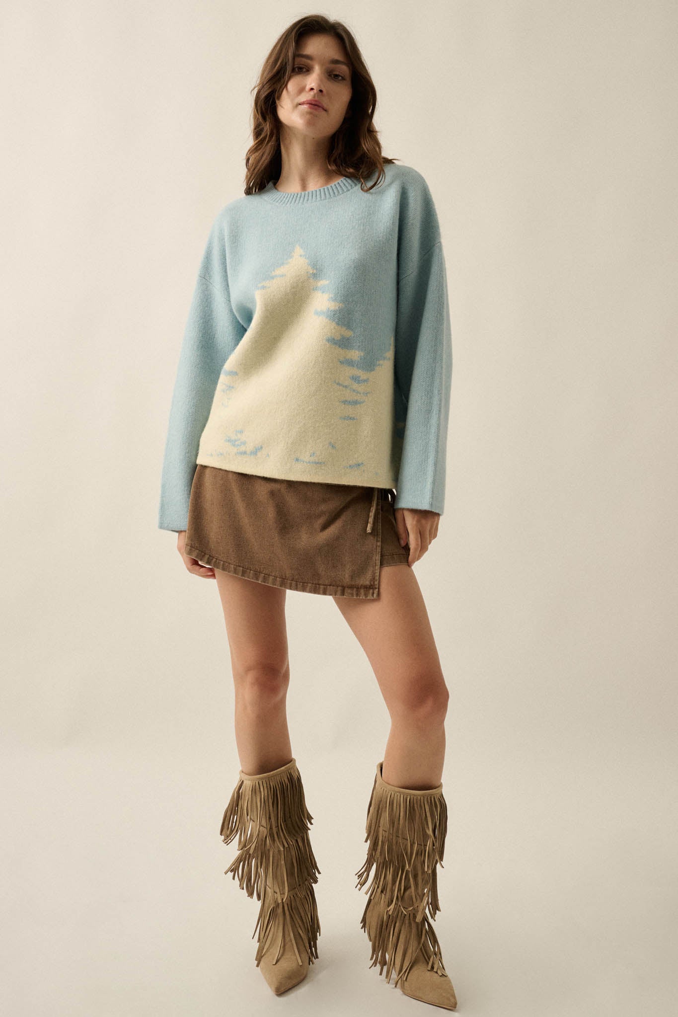 Pine Valley Jacquard-Knit Oversize Landscape Sweater - ShopPromesa