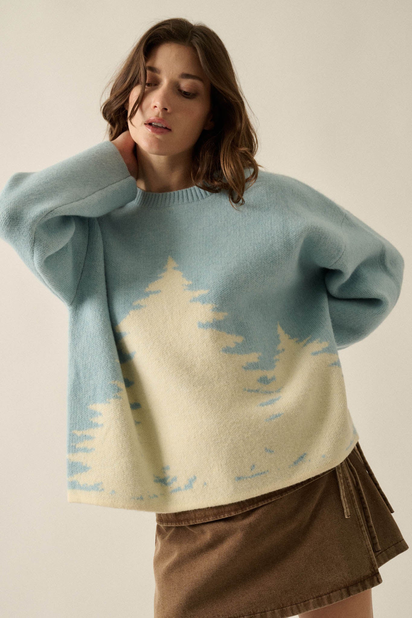 Pine Valley Jacquard-Knit Oversize Landscape Sweater - ShopPromesa
