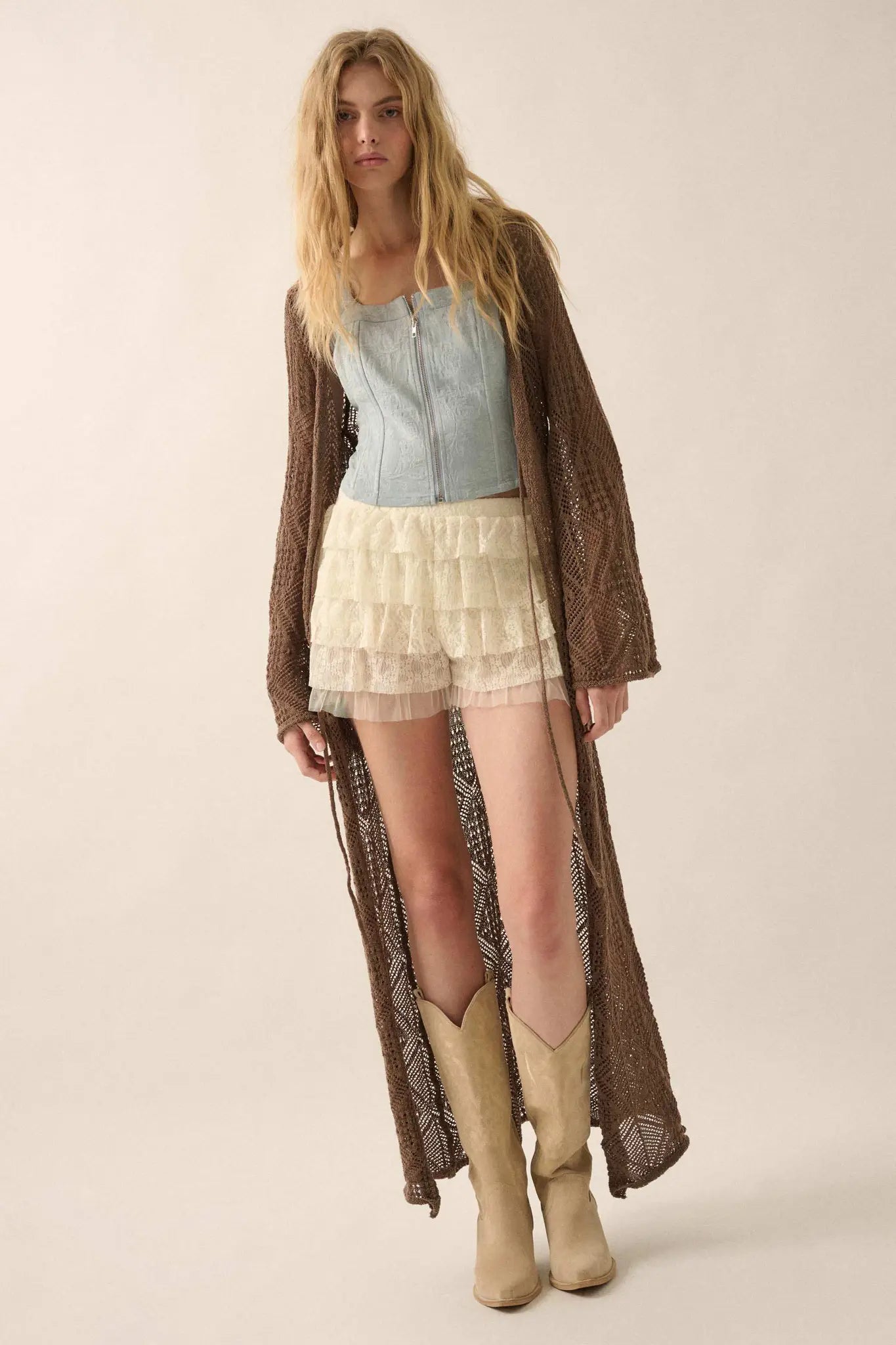 Diamond Days Geometric Crochet Duster Cardigan
