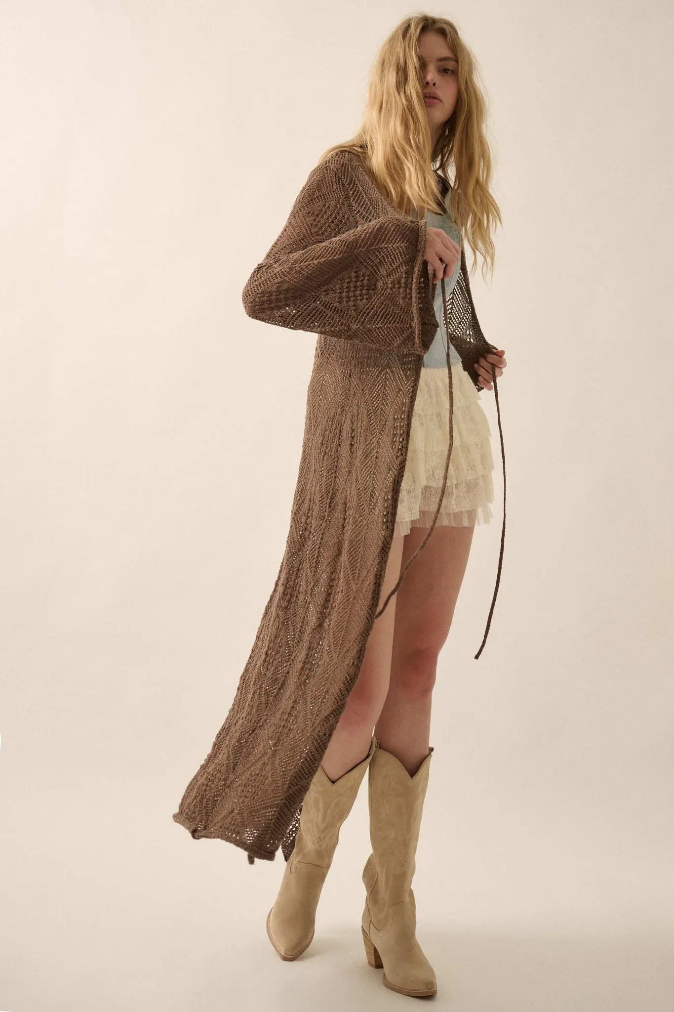 Diamond Days Geometric Crochet Duster Cardigan