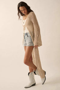Diamond Days Geometric Crochet Duster Cardigan - ShopPromesa