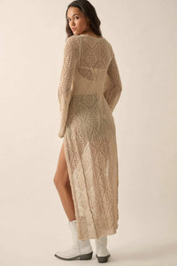 Diamond Days Geometric Crochet Duster Cardigan - ShopPromesa