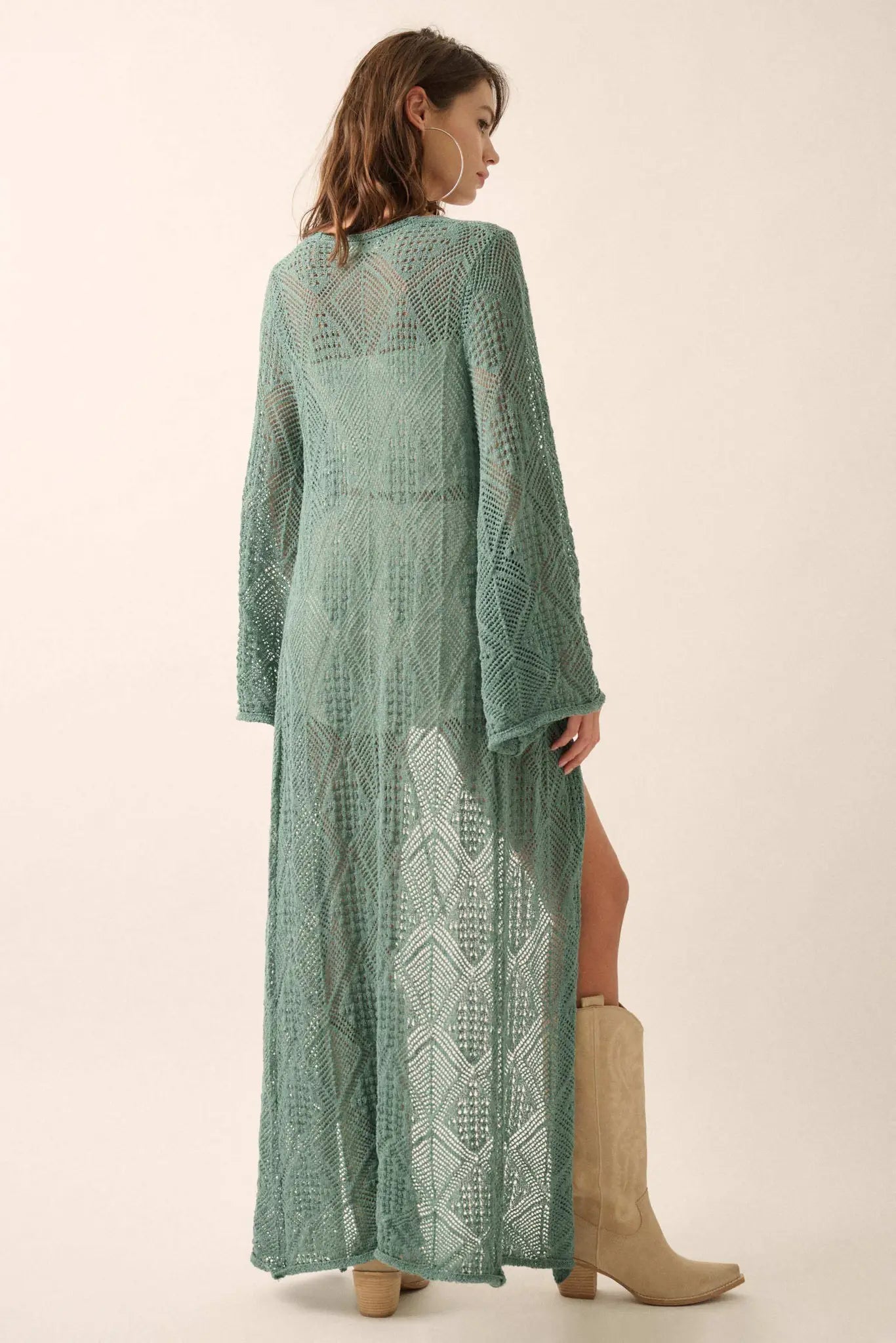 Diamond Days Geometric Crochet Duster Cardigan
