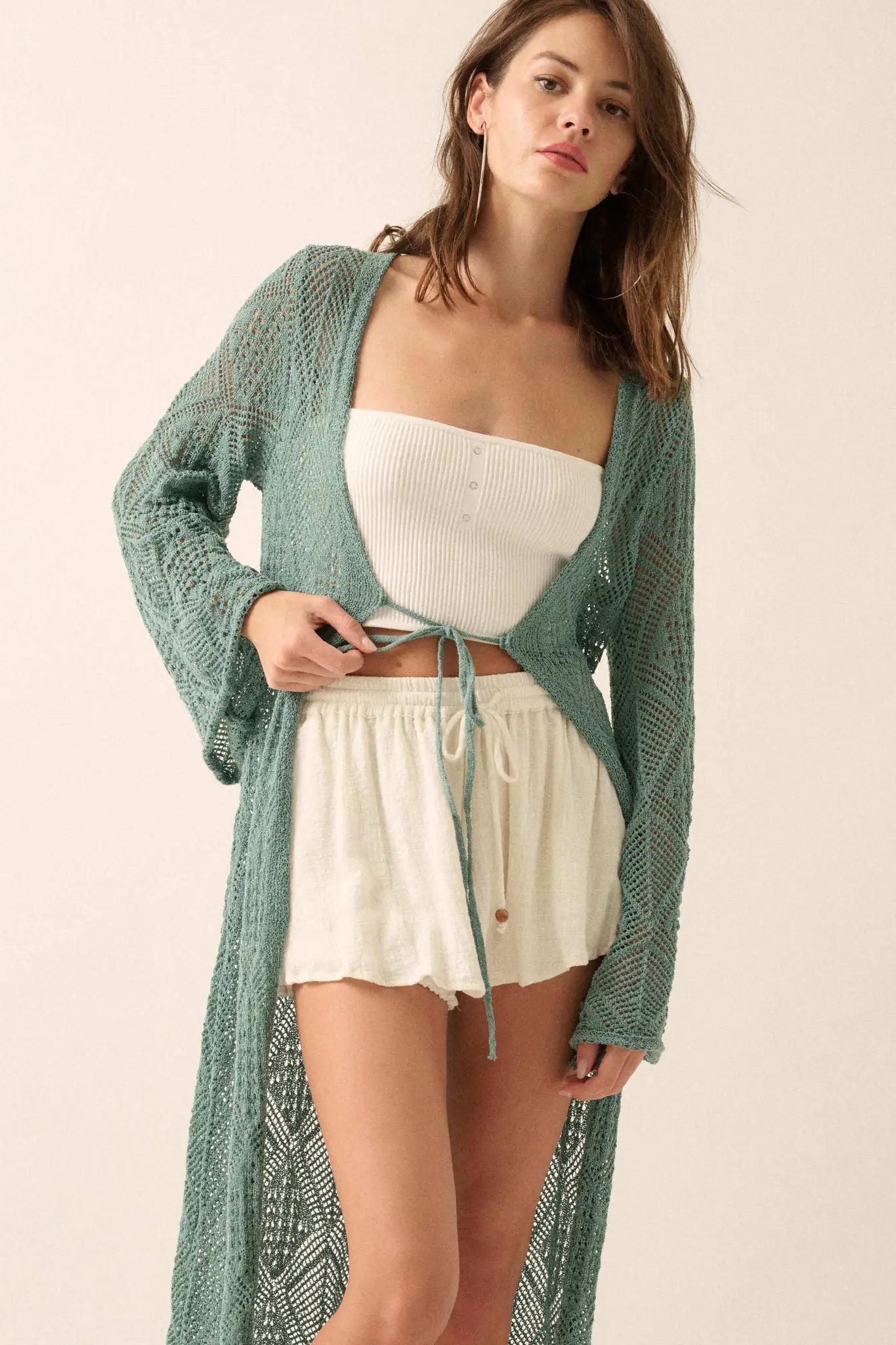 Diamond Days Geometric Crochet Duster Cardigan