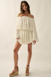 Flying Free Cotton Gauze Off-Shoulder Angel-Sleeve Top - ShopPromesa