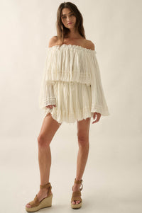 Flying Free Cotton Gauze Off-Shoulder Angel-Sleeve Top - ShopPromesa