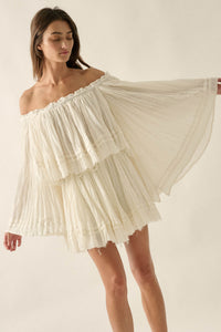 Flying Free Cotton Gauze Off-Shoulder Angel-Sleeve Top - ShopPromesa