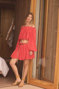 Flying Free Cotton Gauze Off-Shoulder Angel-Sleeve Top - ShopPromesa