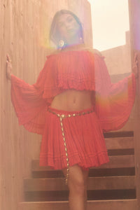 Flying Free Cotton Gauze Off-Shoulder Angel-Sleeve Top - ShopPromesa