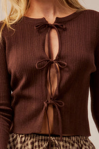 Be Kind Ribbed Knit Tie-Front Bell-Sleeve Cardigan - ShopPromesa