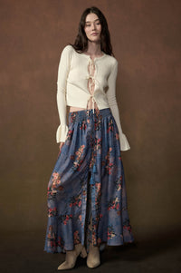 Be Kind Ribbed Knit Tie-Front Bell-Sleeve Cardigan - ShopPromesa