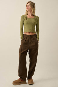 Ready for More Cropped Layered Halter Sweater - ShopPromesa
