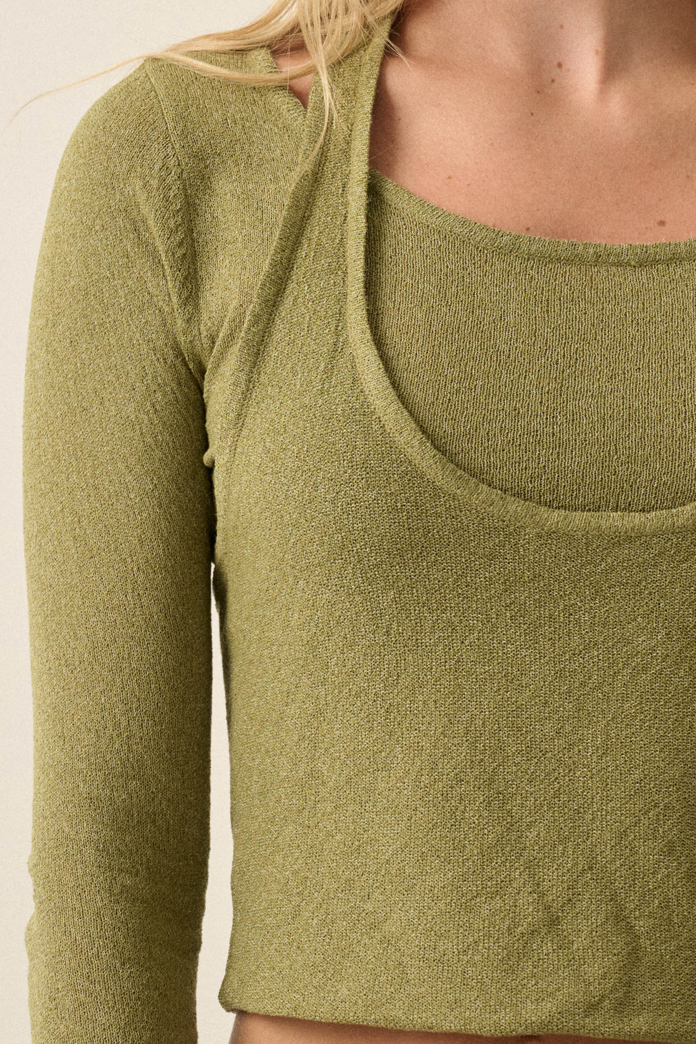 Ready for More Cropped Layered Halter Sweater - ShopPromesa