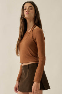 Ready for More Cropped Layered Halter Sweater - ShopPromesa