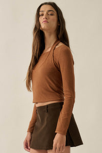 Ready for More Cropped Layered Halter Sweater - ShopPromesa