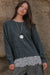 Never Too Late Lace-Hem Heathered Knit Sweater - ShopPromesa