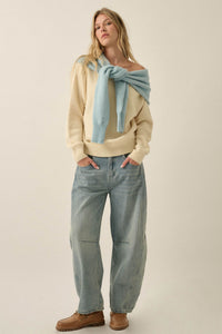 Prep Rally Two-Tone Shoulder-Wrap Sweater - ShopPromesa