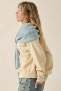 Prep Rally Two-Tone Shoulder-Wrap Sweater - ShopPromesa