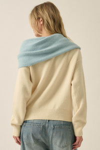 Prep Rally Two-Tone Shoulder-Wrap Sweater - ShopPromesa