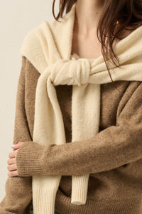 Prep Rally Two-Tone Shoulder-Wrap Sweater - ShopPromesa