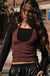 Double Time Cropped Layered Long-Sleeve Halter Top - ShopPromesa