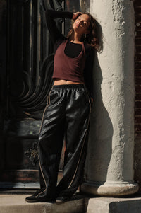 Double Time Cropped Layered Long-Sleeve Halter Top - ShopPromesa