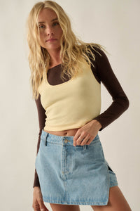 Double Time Cropped Layered Long-Sleeve Halter Top - ShopPromesa