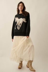 Full Gallop Jacquard Oversize Horse Sweater - ShopPromesa