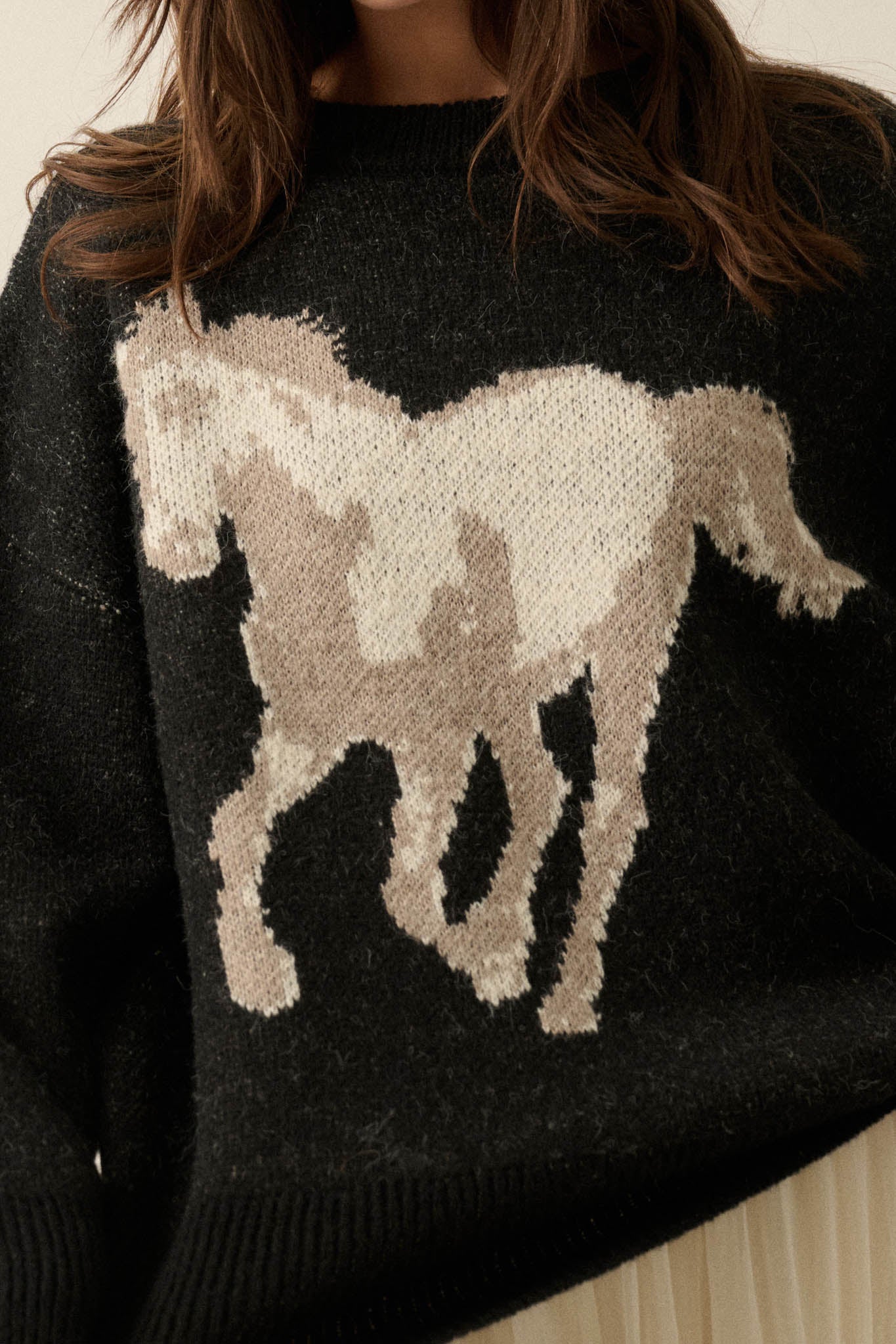 Full Gallop Jacquard Oversize Horse Sweater - ShopPromesa